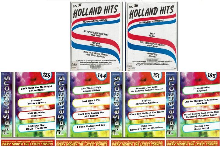 Holland Hits 31 36 en Pop Selections 125 144 151 185, Muziek en Instrumenten, Bladmuziek, Zo goed als nieuw, Artiest of Componist