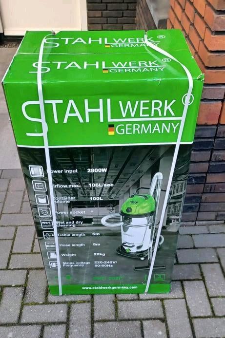 Stahlwerk V100-2 Industriële Stofzuiger - 100L, 2800W NIEUW, Ophalen, Stofzuiger, Nieuw, 2000 watt of meer