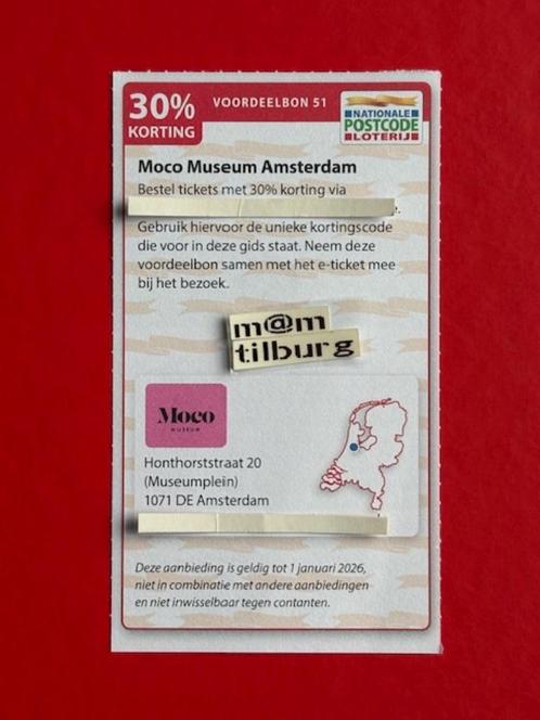 Voordeelbon 51 Moco Museum Amsterdam, 30% korting, Tickets en Kaartjes, Musea, Drie personen of meer, Kortingskaart