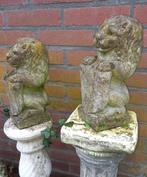 Twee leeuwtjes van beton tuinbeelden, Tuin en Terras, Tuinbeelden, Ophalen, Gebruikt