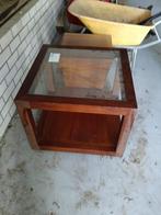 salon tafel met glasplaat, Huis en Inrichting, Ophalen, Gebruikt, 50 tot 100 cm, Vierkant