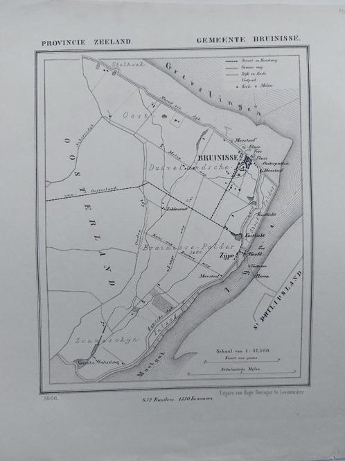 10 / Bruinisse Zijpe Kustlicht Zeeland Litho 1866 J. Kuyper, Antiek en Kunst, Kunst | Litho's en Zeefdrukken, Ophalen of Verzenden