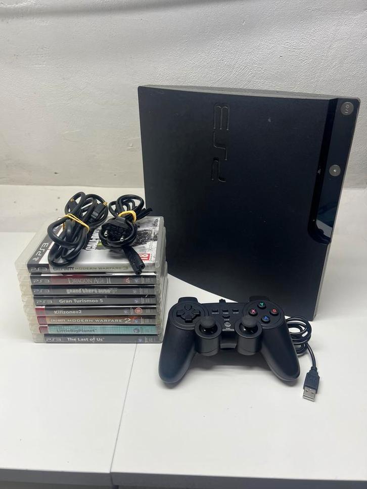 Ps3 slim compleet met games, Spelcomputers en Games, Spelcomputers | Sony PlayStation 3, Zo goed als nieuw, Slim, 120 GB, Met 1 controller