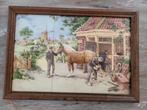 Vintage Tegel schilderij met Hollandse Taferelen  JC Hunnik, Antiek en Kunst, Ophalen of Verzenden