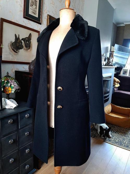 vintage zwarte kasjmier mantel Versace, Kleding | Dames, Jassen | Winter, Zo goed als nieuw, Maat 38/40 (M), Zwart, Ophalen of Verzenden