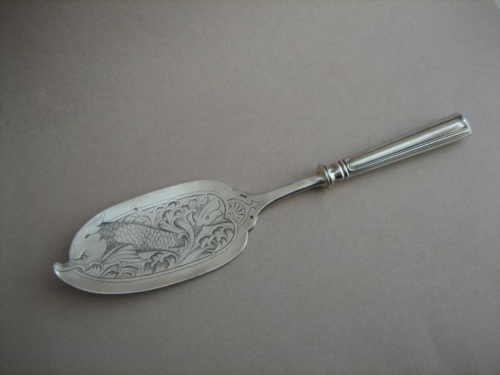 Antieke verzilverde visschep Christofle France, Antiek en Kunst, Antiek | Bestek, Ophalen of Verzenden