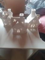 Witte Waxinelicht Huisjes Set, Overige materialen, Wit, Ophalen of Verzenden, Zo goed als nieuw