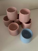 7 retro vintage roze melamine servies eierdopjes z.g.a.n., Ophalen of Verzenden