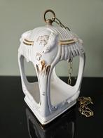Vogelvoederhuis / plantenhanger wit porselein, gouden detail, Ophalen of Verzenden, Gebruikt