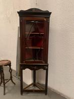 Antieke hoekvitrinekast, handgeschilderd, ca. 1880, Ophalen of Verzenden