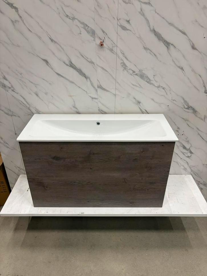 Badmeubel Lancelot Grijs 100cm ondiep, Huis en Inrichting, Badkamer | Badkamermeubels, Nieuw, Wastafelkast, Minder dan 100 cm