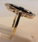 Zeldzame antieke 14K Art Deco ring met Onyx en Diamant, Verzenden, Goud, Ring, Met edelsteen