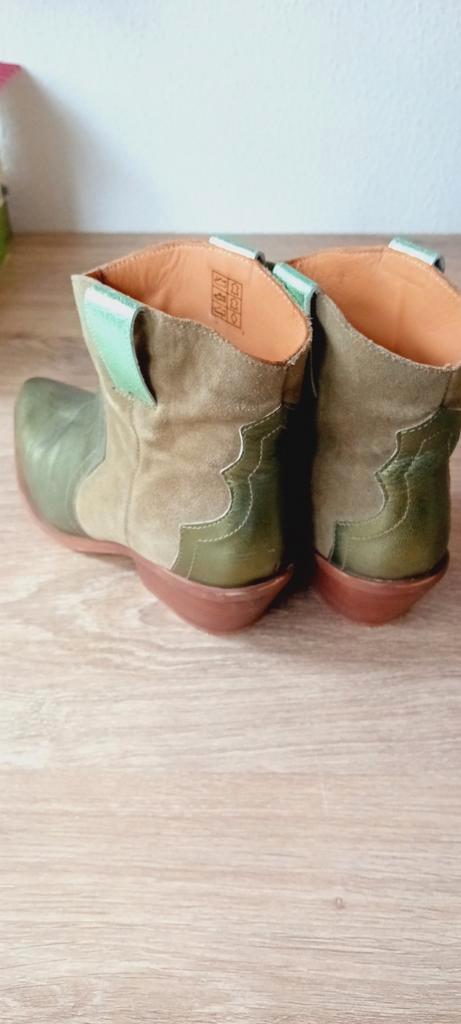 Sacha Leren Cowboy Laarsjes enkellaarsjes Maat 39, Kleding | Dames, Schoenen, Zo goed als nieuw, Lage of Enkellaarzen, Groen, Ophalen of Verzenden