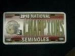Kentekenplaat licenseplate Florida Seminoles Champions USA, Verzenden, Gebruikt, Auto's