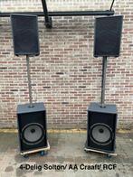 4- Delige Luidsprekerset. Solton/ AA Craaft/ RCF, Zo goed als nieuw, 120 watt of meer, Front, Rear of Stereo speakers, Ophalen
