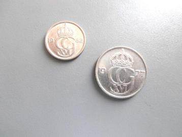 Munten Zweden 1977 en 1982 beschikbaar voor biedingen