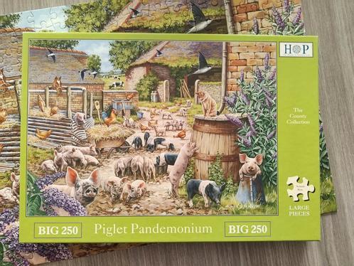 HOP puzzel Big 250 stukjes Piglet Pandemonium, Hobby en Vrije tijd, Denksport en Puzzels, Zo goed als nieuw, Minder dan 500 stukjes