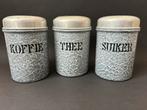 Grijs Gewolkte Koffie, Thee & Suiker Voorraadbussen, Antiek en Kunst, Antiek | Emaille, Ophalen of Verzenden