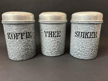 Grijs Gewolkte Koffie, Thee & Suiker Voorraadbussen beschikbaar voor biedingen