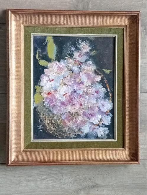 olie op paneel - bloemen. Gesigneerd., Antiek en Kunst, Kunst | Schilderijen | Klassiek, Ophalen