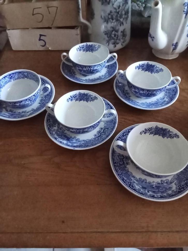 soepkommen met onderbord castillo-old engeland cambridge, Antiek en Kunst, Antiek | Servies los, Ophalen of Verzenden