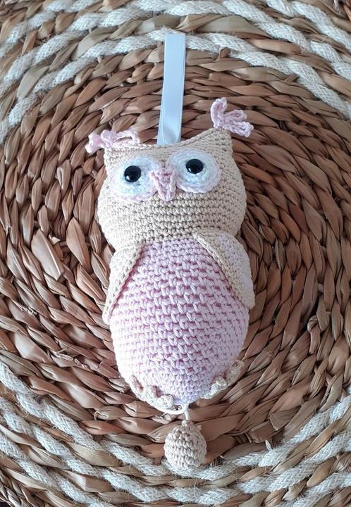 Muziekdoosje uil. Gehaakte uil met muziek., Kinderen en Baby's, Kraamcadeaus en Geboorteborden, Nieuw, Kraamcadeau, Ophalen of Verzenden