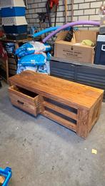 Teake tv dressoir, Ophalen, Gebruikt, 100 tot 150 cm, Teakhout