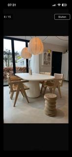 Beige tafel met beton ciré look - 240x100cm, Overige materialen, Gebruikt, 100 tot 150 cm, 200 cm of meer