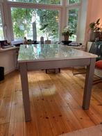 Design eettafel glas / RVS uitschuifbaar, Huis en Inrichting, Tafels | Eettafels, Ophalen, 100 tot 150 cm, 50 tot 100 cm, Zo goed als nieuw