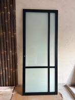 Opdekdeur zwart melkglas 231,5 x 93 + deurbeslag, Ophalen, 80 tot 100 cm, 215 cm of meer, Binnendeur