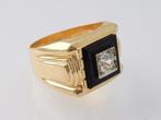 Brede 18 karaat Gouden Herenring Ring Onyx edelsteen, Nieuw, Goud, Goud, 20 of groter