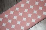 100% canvas katoen stof - wit / roze rondje design #3780, 200 cm of meer, Nieuw, Ophalen of Verzenden, 120 cm of meer