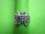 Mooie Zilveren Vlinder Ring - bloemetjes aan weerszijden, Sieraden, Tassen en Uiterlijk, Antieke sieraden, Verzenden, Zilver, Ring