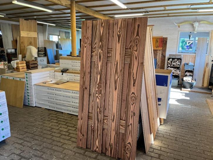 Douglas geborstelde en gebrande planken 185mm voor SCHUTTING, Huis en Inrichting, Stoffering | Behang, 75 m² of meer, Ophalen of Verzenden