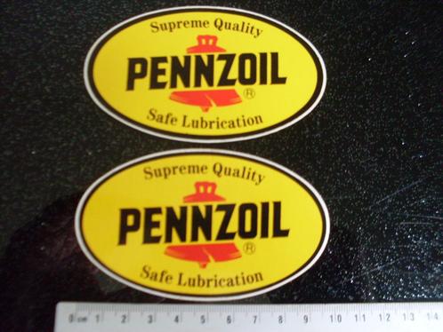 2x sticker pennzoil logo supreme quality safe lubrication, Verzamelen, Stickers, Zo goed als nieuw, Merk, Verzenden
