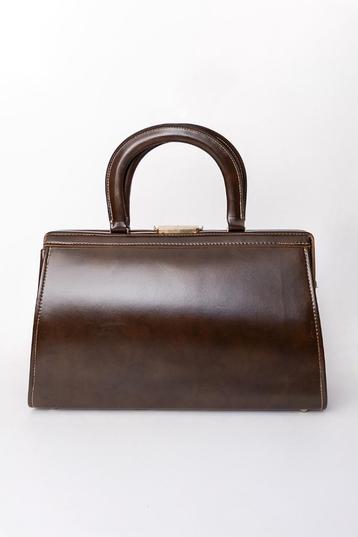 Vintage Bruine Leren Dokerstas Handtas Jaren 30/40 beschikbaar voor biedingen