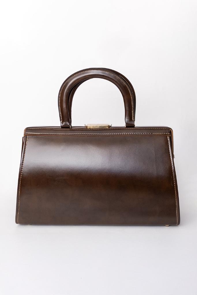 Vintage Bruine Leren Dokerstas Handtas Jaren 30/40, Sieraden, Tassen en Uiterlijk, Tassen | Damestassen, Gebruikt, Handtas, Bruin