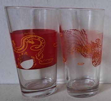 Coca-Cola Glazenset Draak en Haan 2 st. uit Thailand. beschikbaar voor biedingen