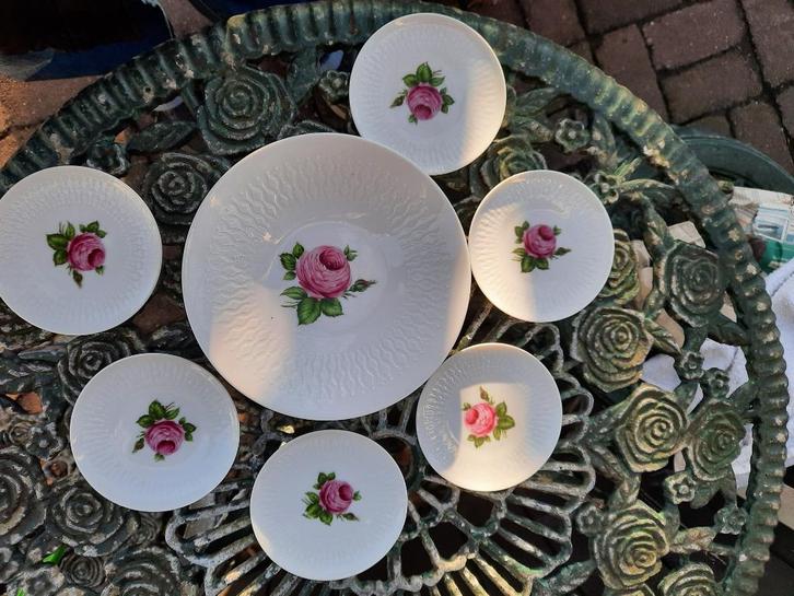 Petit foursetje Winterling Bavaria met roze roosjes, Antiek en Kunst, Antiek | Servies compleet, Ophalen of Verzenden