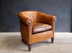 Origineel Engelse leren Club Fauteuil, Ophalen, Minder dan 75 cm, Engels design modern, Leer