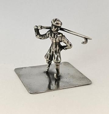 Zilveren Schaatser miniatuur. beschikbaar voor biedingen