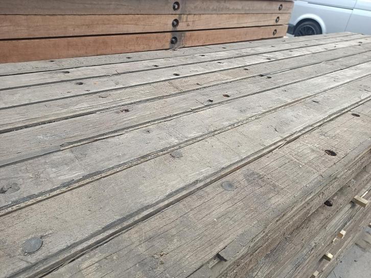 44x115 mm x 3300 mm gebruikte hardhouten gording ligger, Doe-het-zelf en Verbouw, Hout en Planken, Gebruikt, Balk, Overige houtsoorten