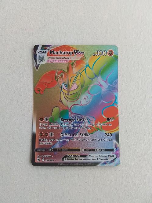 Machamp regenboog Vmax, Hobby en Vrije tijd, Verzamelkaartspellen | Pokémon, Zo goed als nieuw, Losse kaart, Ophalen of Verzenden