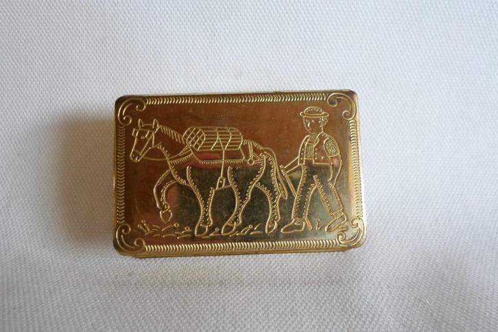 Luciferdoosje Houder Boer Paard Koe, Antiek en Kunst, Antiek | Koper en Brons, Ophalen of Verzenden