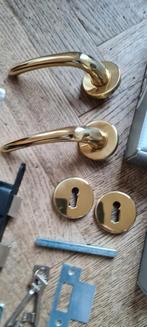 oud model messing deur klink met slot, Ophalen of Verzenden, Nieuw