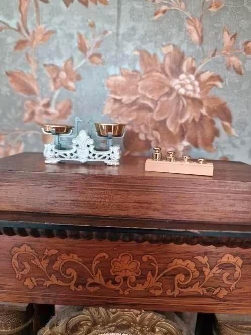 Miniatuur  Bodo HennigBalans Weegschaal met Gewichten, Antiek en Kunst, Antiek | Kantoor en Zakelijk, Ophalen of Verzenden