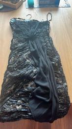 Monique Lhuillier couture jurk met kant en glitters, Zwart, Cocktailjurk, Maat 34 (XS) of kleiner, Gedragen