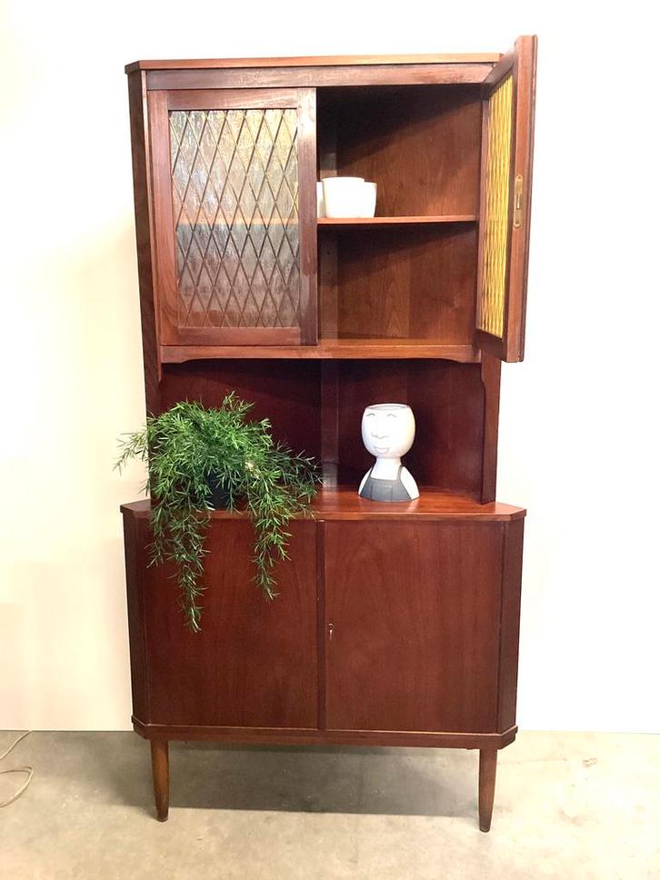 Teak hoekkast uit Denemarken, Huis en Inrichting, Kasten | Ladekasten, Gebruikt, 150 tot 200 cm, 50 tot 100 cm, 25 tot 50 cm, Teakhout