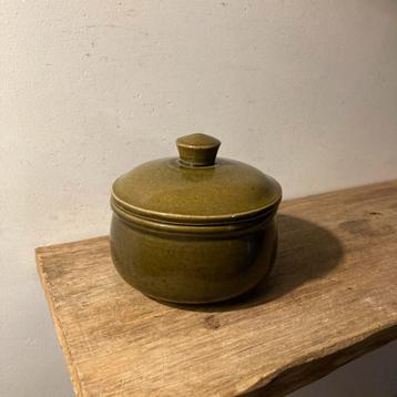 Vintage Groene Bewaarpot - 13x12cm beschikbaar voor biedingen