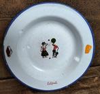 Zeer oud geëmailleerd bordje met Mickey en Minnie Mouse, Verzamelen, Disney, Ophalen of Verzenden, Mickey Mouse, Gebruikt, Servies